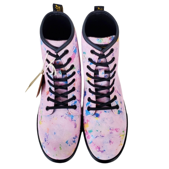 NWB Dr Martens sheridan suede lace up boots pink rainbow burst barbiecore hi top - Picture 12 of 15